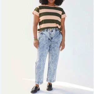 Clare V. St.Martin Acid Wash Straight Leg Denim Jeans Blue S